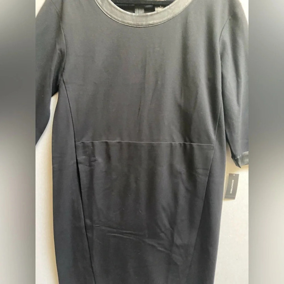 NWT Lord &  Taylor Womens Black 3/4 Sleeve Round Neck Back Zip Shift Dress Sz 8 - Picture 3 of 12